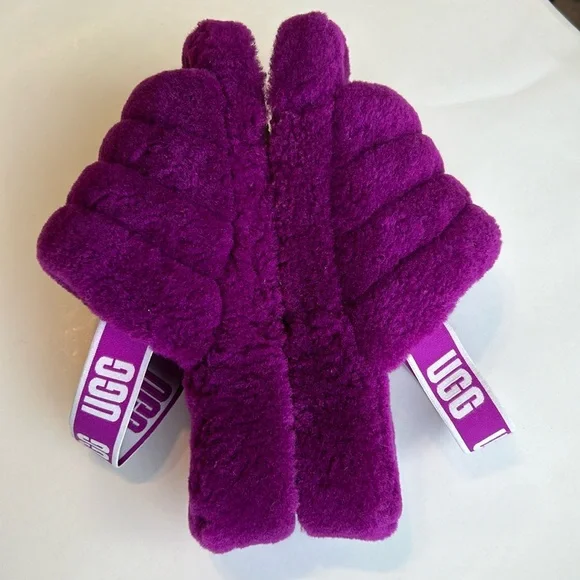 SOLD UGG Fluff Yeah Slide Sheepskin Shearling Slingback Slippers Berrylicious 9 - Picture 9 of 14